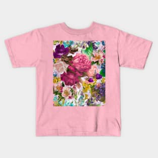 Elegant Vintage floral pattern heaven, shabby chic, plants pattern, botanical illustration, white vintage floral Kids T-Shirt